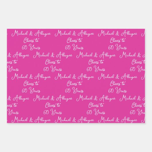 60 jaar roze lavendel 60ste Jubileum Inpakpapier Vel (Voorkant)