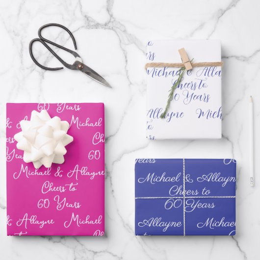 60 jaar roze lavendel 60ste Jubileum Inpakpapier Vel (Voorkant)