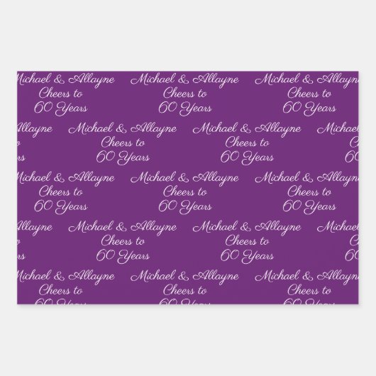 60 jaar Roze Magenta 60ste Jubileum Inpakpapier Vel (Voorkant 3)