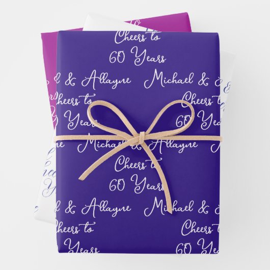 60 jaar Roze Magenta 60ste Jubileum Inpakpapier Vel (In situ)