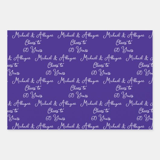 60 jaar Roze Magenta 60ste Jubileum Inpakpapier Vel (Voorkant)