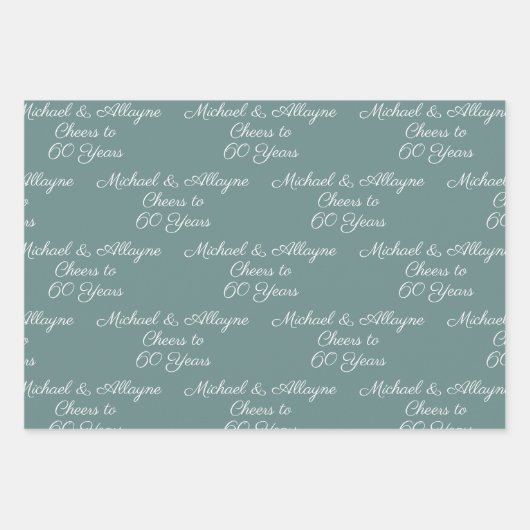 60 jaar Sage Green 60ste Jubileum Inpakpapier Vel (Voorkant 3)