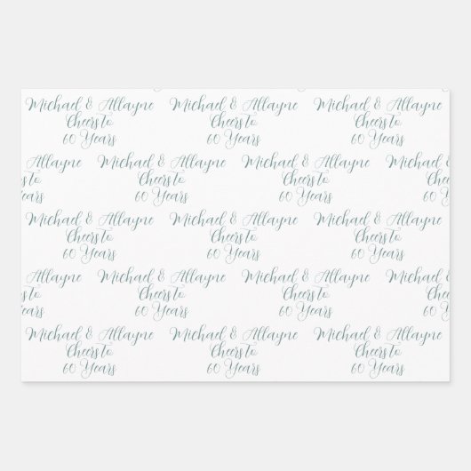 60 jaar Sage Green 60ste Jubileum Inpakpapier Vel (Voorkant 2)