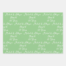 60 jaar Sage Green 60ste Jubileum Inpakpapier Vel