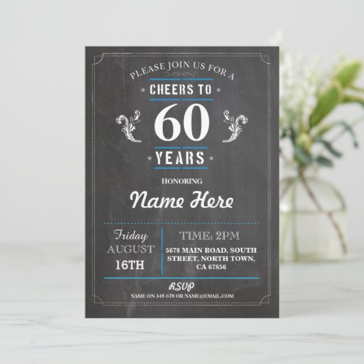 60 jaar verjaardag uitnodiging 40e 50e (Staand voorkant)