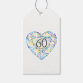 60 jaar waterverf labels met diamanten hart cadeaulabel (Voorkant)
