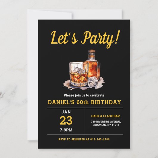 60 jaar Whiskey Bourbon verjaardagsfeestje Kaart (Voorkant)