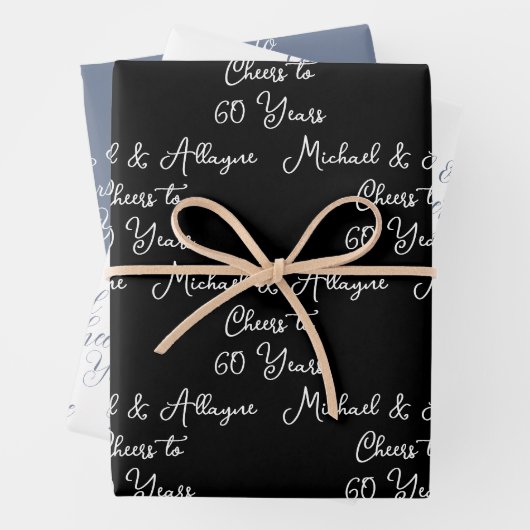 60 jaar zwart-wit 60ste Jubileum Inpakpapier Vel (In situ)