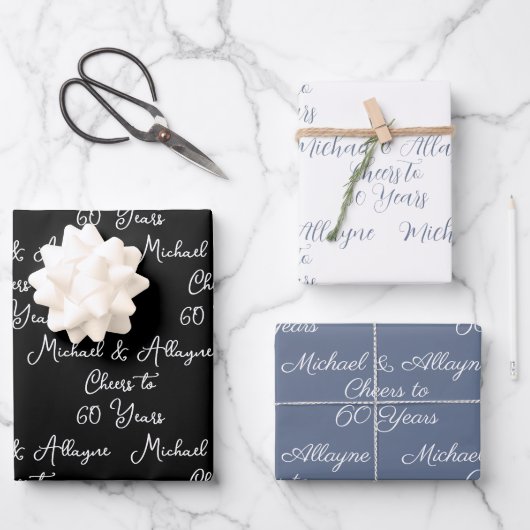 60 jaar zwart-wit 60ste Jubileum Inpakpapier Vel (Voorkant)