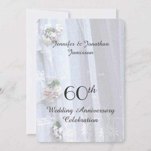 60-jarig huwelijksfeest, Kanten rand Kaart (Voorkant)