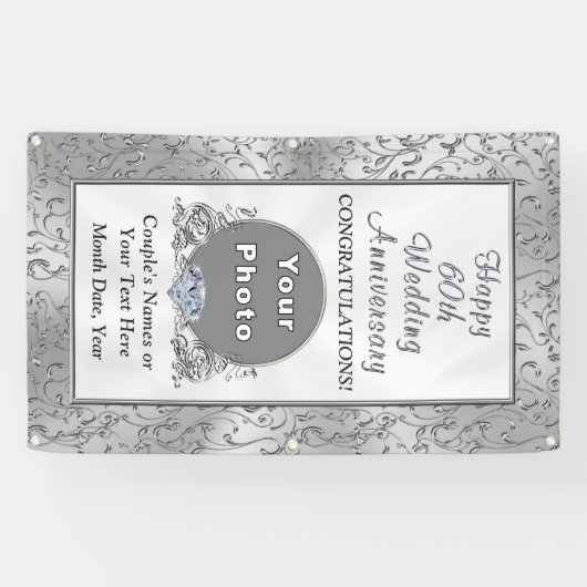 60-jarig jubileum decoratie-ideeën, Diamond vlag Spandoek (Horizontaal)