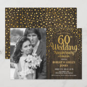 60-jarig jubileum met foto - hout goud kaart (Voorkant / Achterkant)