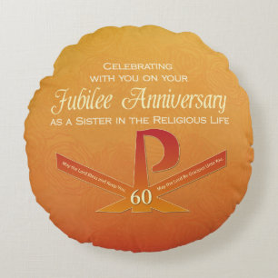 60-jarig jubileum Nun Pax-kruis, oranje Rond Kussen