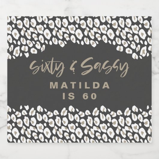 60-jarige luipaard en sassy 60ste verjaardag sparkling wijnetiket (Enkel label)