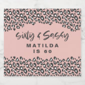 60-jarige luipaard roze, girale drukkerij sparkling wijnetiket (Enkel label)