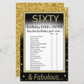 60-jarige verjaardag ooit of nooit (Voorkant / Achterkant)