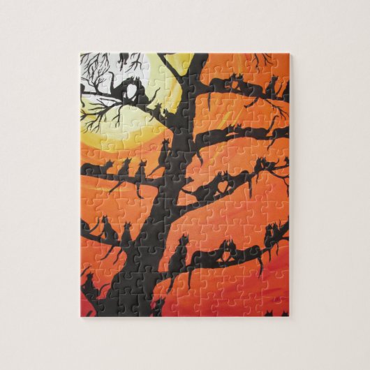 60 katten in de liefdesboom legpuzzel (Verticaal)