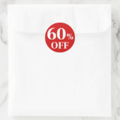 60% KORTING Rode Achtergrond Klassieke Ronde Stick Sticker (Tas)