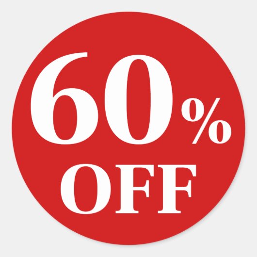 60% KORTING Rode Achtergrond Klassieke Ronde Stick Sticker (Voorkant)