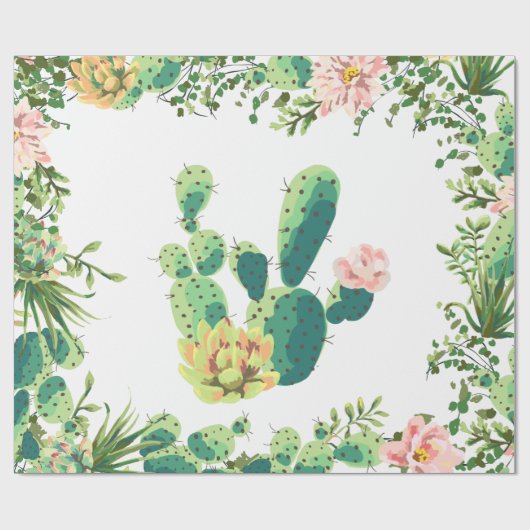 60 lb wikkelpapier Roll Bohemian Cactus Succulent Cadeaupapier (Vlak)