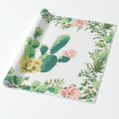 60 lb wikkelpapier Roll Bohemian Cactus Succulent Cadeaupapier (Uitgerold)