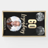 60 & Legendarisch 3 Foto's 60ste verjaardag Goud Spandoek (Horizontaal)
