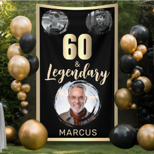 60 & Legendarisch 3 Foto's 60ste Verjaardag Goud Spandoek