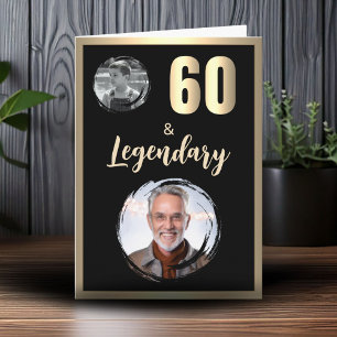 60 & Legendarische 2 Foto's 60ste Verjaardag Goud Kaart