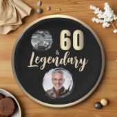 60 & Legendary 2 foto's 60e verjaardag goud Papieren Bordje