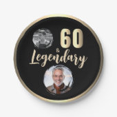 60 & Legendary 2 foto's 60e verjaardag goud Papieren Bordje (Voorkant)