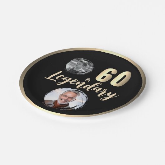 60 & Legendary 2 foto's 60e verjaardag goud Papieren Bordje (Gekanteld)