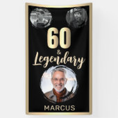 60 & Legendary 3 foto's 60e verjaardag goud Spandoek (Verticaal)