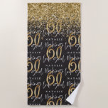 60 lijken goed gouden glitter-verjaardagsstrand op strandlaken<br><div class="desc">Viel je 60ste verjaardag in stijl met dit zwarte,  witte en goudglittereffect 60 en geweldig verjaardagsontwerp. Een modern ontwerp met manuscripttekst en gewaagde grafiek. Verander de kleur om aan te passen. Een deel van een collectie.</div>