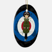 60 Mod Girl in Parka met Scooter Ornament (Rechts)