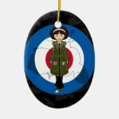 60 Mod Girl in Parka met Scooter Ornament (Voorkant)