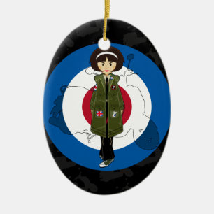 60 Mod Girl in Parka met Scooter Ornament