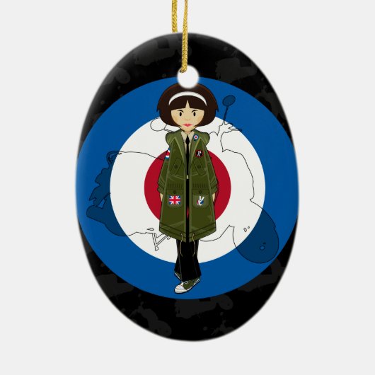 60 Mod Girl in Parka met Scooter Ornament (Achterkant)