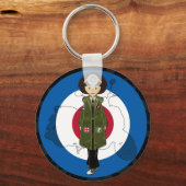 60 Mod Girl in Parka met Scooter Sleutelhanger (Voorkant)