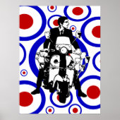 60 Mod scooter jongen op retro cirkels Poster (Voorkant)
