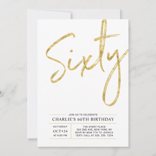 60 | Modern Gold 60e verjaardag van de uitnodiging (Voorkant)