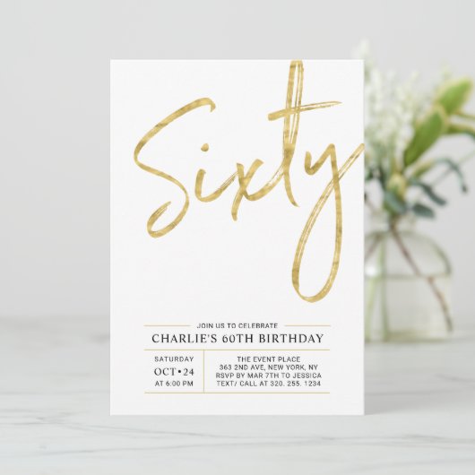 60 | Modern Gold 60e verjaardag van de uitnodiging (Staand voorkant)