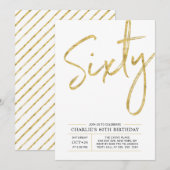 60 | Modern Gold 60e verjaardag van de uitnodiging (Voorkant / Achterkant)