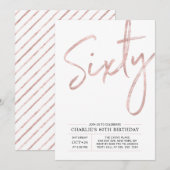 60 | Modern Roos Gold 60e verjaardag Kaart (Voorkant / Achterkant)