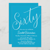 60 Modern Script Aqua Blue 60ste verjaardagsfeestj Kaart (Voorkant / Achterkant)