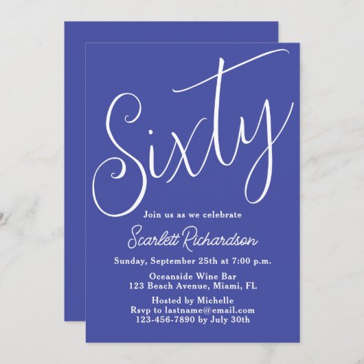60 Modern Script Lavendel Paarse 60ste Verjaardag Kaart (Voorkant / Achterkant)