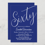 60 Modern Script Marine Blauw 60ste Verjaardagsfee Kaart (Voorkant / Achterkant)