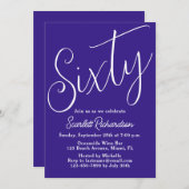 60 Modern Script Paarse 60ste Verjaardag Kaart (Voorkant / Achterkant)