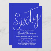 60 Modern Script Royal Blue 60ste verjaardagsfeest Kaart (Voorkant / Achterkant)