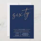 60 | Moderne gouden en blauwe 60ste verjaardag Kaart (Voorkant)