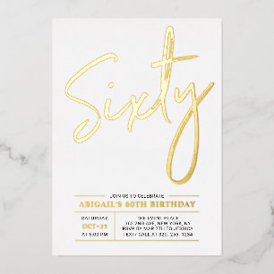 60   Moderne goudprijs 60e verjaardag Folie Uitnodiging